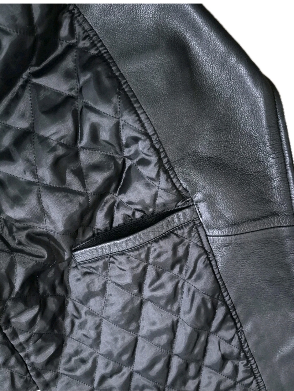 GAP Black Peebled Leather Biker Jacket Size L. - Picture 11 of 15